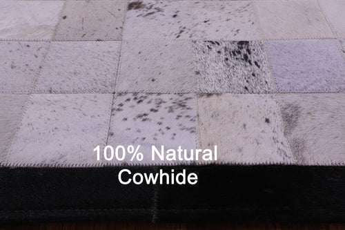 Salt & Pepper Patchwork Brown & White Natural Cowhide Rug - 3' 4