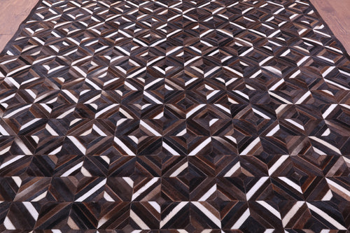 Brown Patchwork Natural Cowhide Rug - 9' 0