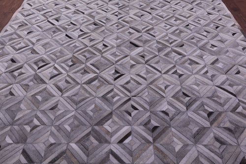Grey Patchwork Natural Cowhide Rug - 9' 0