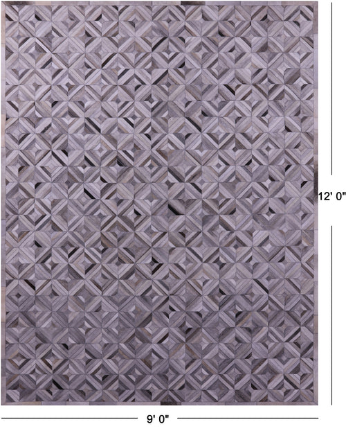 Grey Patchwork Natural Cowhide Rug - 9' 0