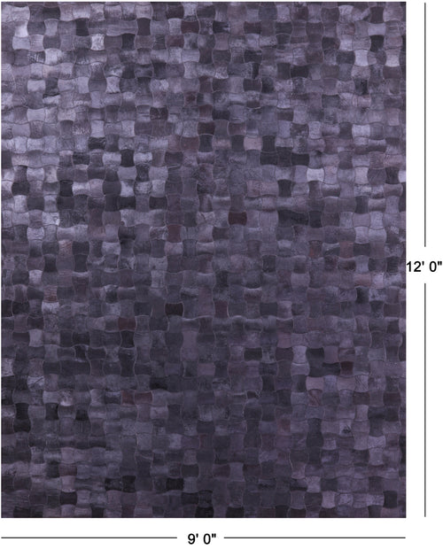 Black Patchwork Natural Cowhide Rug - 9' 0