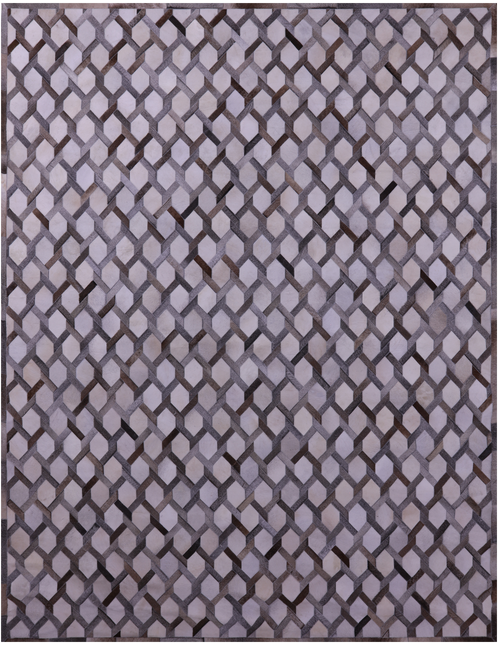 Grey & White Patchwork Natural Cowhide Rug - 9' 0