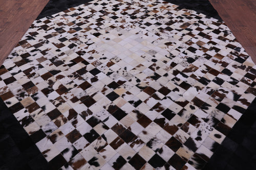 Brown & White & Black Patchwork Natural Cowhide Rug - 9' 0