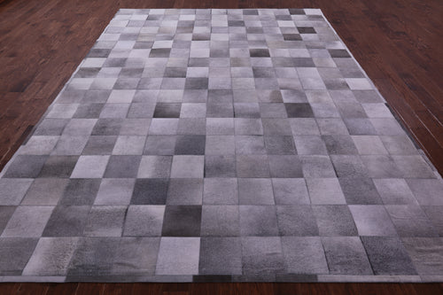 Grey Patchwork Natural Cowhide Rug - 9' 0