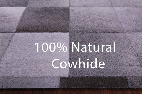 Grey Patchwork Natural Cowhide Rug - 9' 0