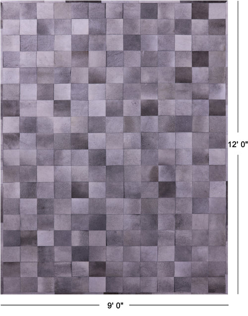 Grey Patchwork Natural Cowhide Rug - 9' 0