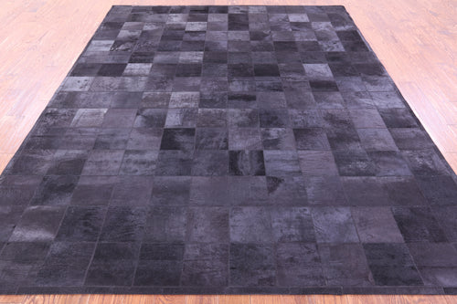 Black Patchwork Natural Cowhide Rug - 8' 0