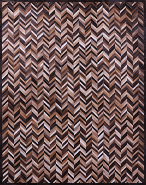 Brown Chevron Patchwork Natural Cowhide Rug - 9' 0