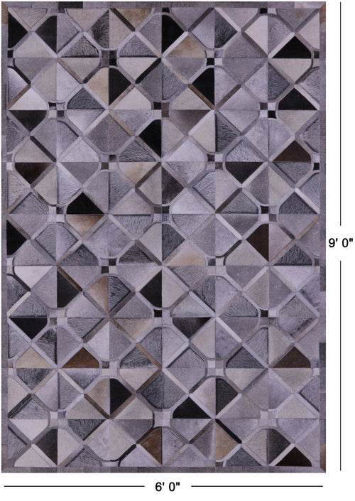 Grey Patchwork Natural Cowhide Rug - 6' 0