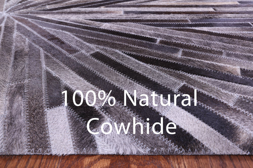 Brown & White Patchwork Natural Cowhide Rug - 6' 0