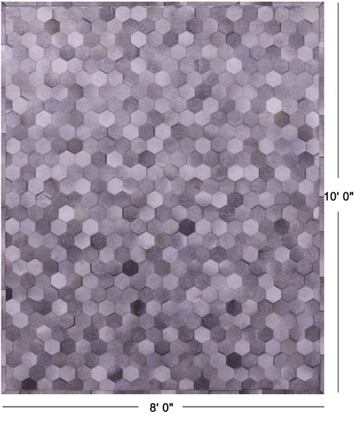Grey Patchwork Natural Cowhide Rug - 8' 0
