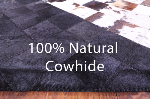 Brown & White & Black Patchwork Natural Cowhide Rug - 6' 0