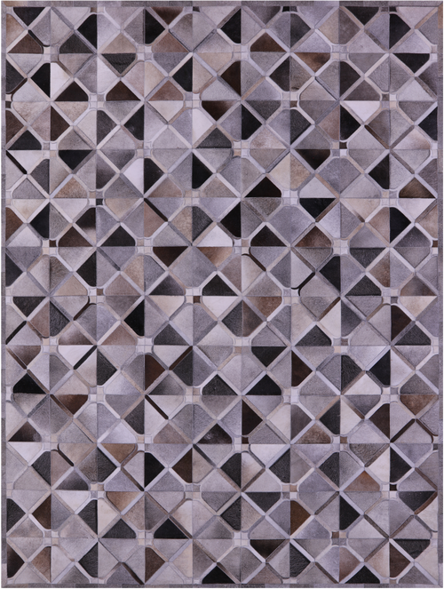 Grey Patchwork Natural Cowhide Rug - 9' 0