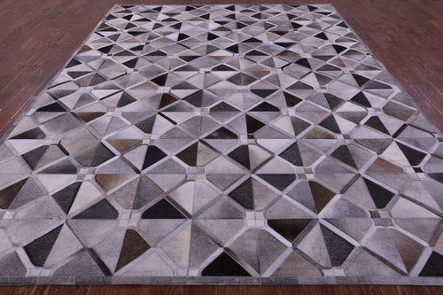 Grey Patchwork Natural Cowhide Rug - 9' 0