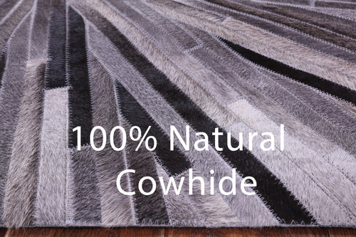 Brown & White Patchwork Natural Cowhide Rug - 9' 0