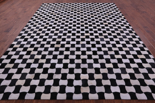 Black & White Patchwork Natural Cowhide Rug - 9' 0