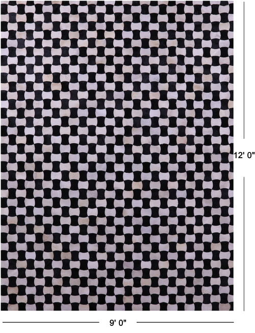 Black & White Patchwork Natural Cowhide Rug - 9' 0