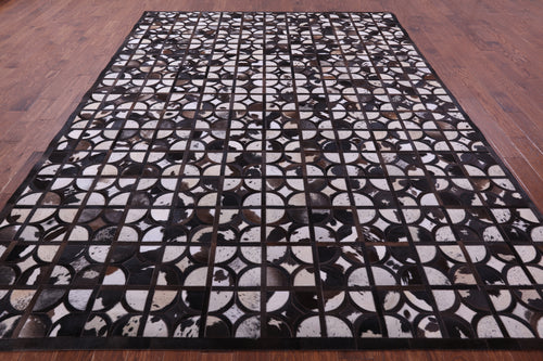 Brown & White Patchwork Natural Cowhide Rug - 9' 0