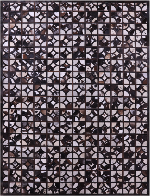 Brown & White Patchwork Natural Cowhide Rug - 9' 0