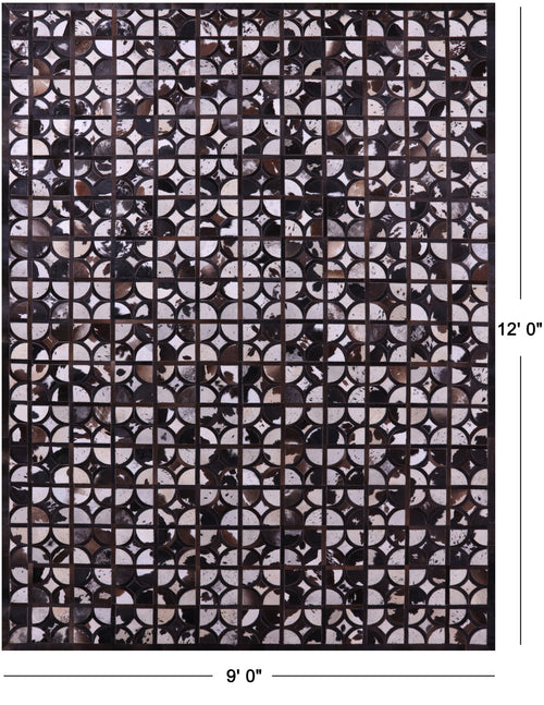 Brown & White Patchwork Natural Cowhide Rug - 9' 0