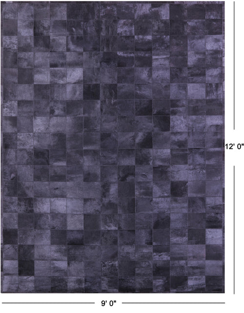 Black Patchwork Natural Cowhide Rug - 9' 0