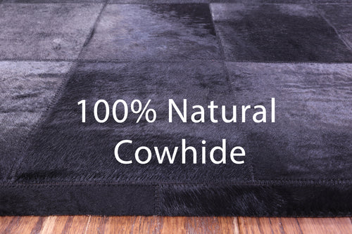 Black Patchwork Natural Cowhide Rug - 9' 0