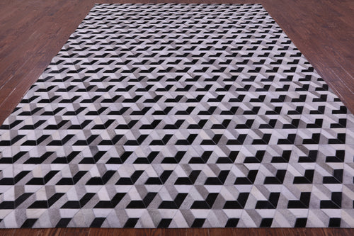 Black & White Patchwork Natural Cowhide Rug - 9' 0