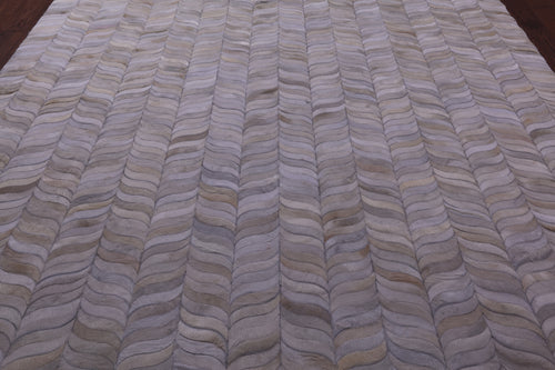 Ivory Patchwork Natural Cowhide Rug - 9' 0