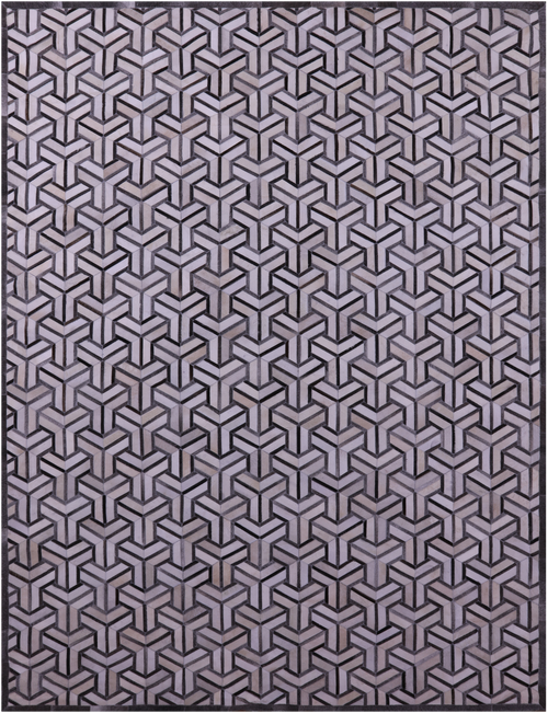 Grey & White Patchwork Natural Cowhide Rug - 9' 0