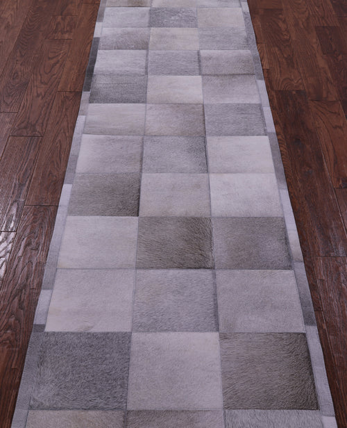 Grey Patchwork Natural Cowhide Rug - 2' 6