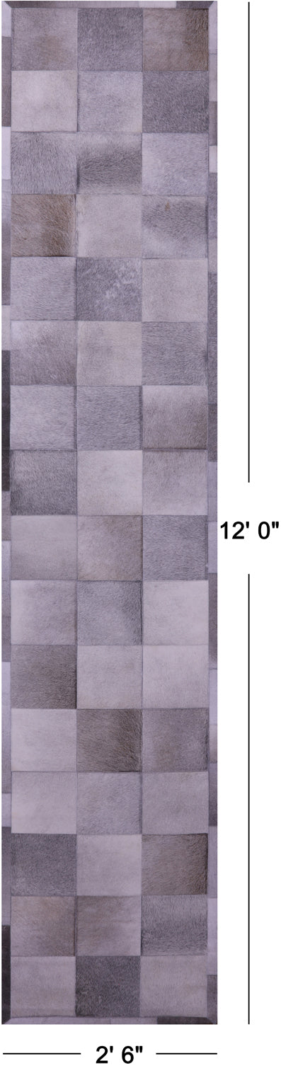 Grey Patchwork Natural Cowhide Rug - 2' 6