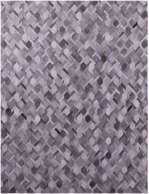 Grey & White Patchwork Natural Cowhide Rug - 9' 0