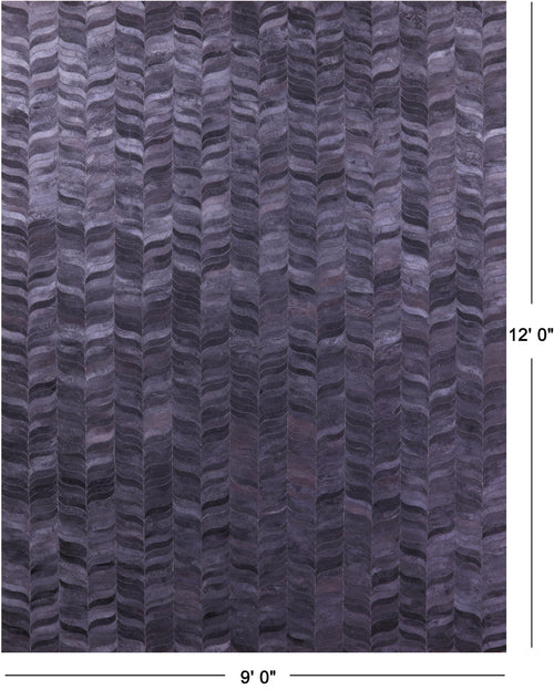 Black Patchwork Natural Cowhide Rug - 9' 0