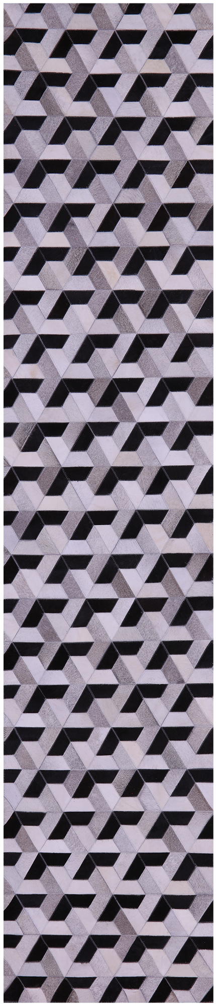Black & White Patchwork Natural Cowhide Rug - 2' 6