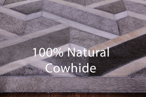 Grey Patchwork Natural Cowhide Rug - 9' 0