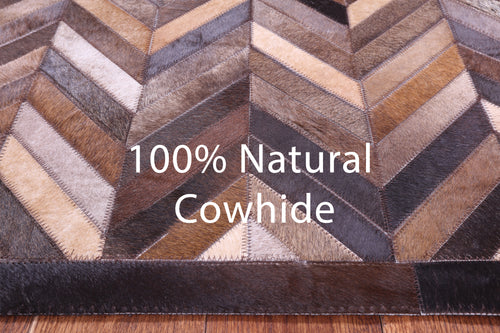 Brown Chevron Patchwork Natural Cowhide Rug - 6' 0
