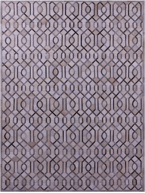 Grey & White Patchwork Natural Cowhide Rug - 9' 0