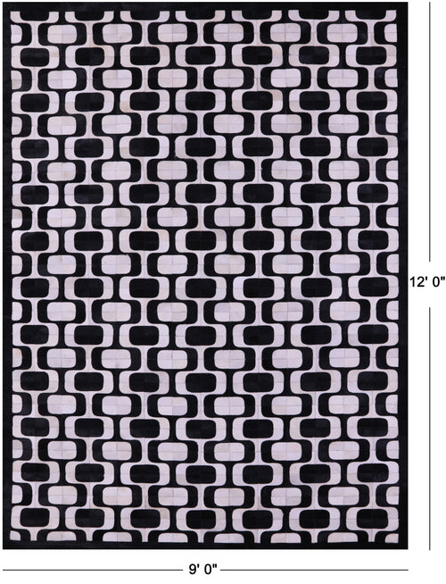 Black & White Patchwork Natural Cowhide Rug - 9' 0