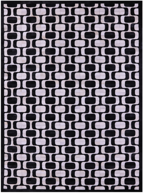 Black & White Patchwork Natural Cowhide Rug - 9' 0