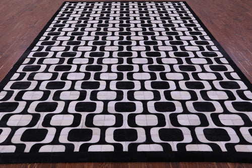 Black & White Patchwork Natural Cowhide Rug - 9' 0