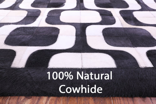 Black & White Patchwork Natural Cowhide Rug - 9' 0