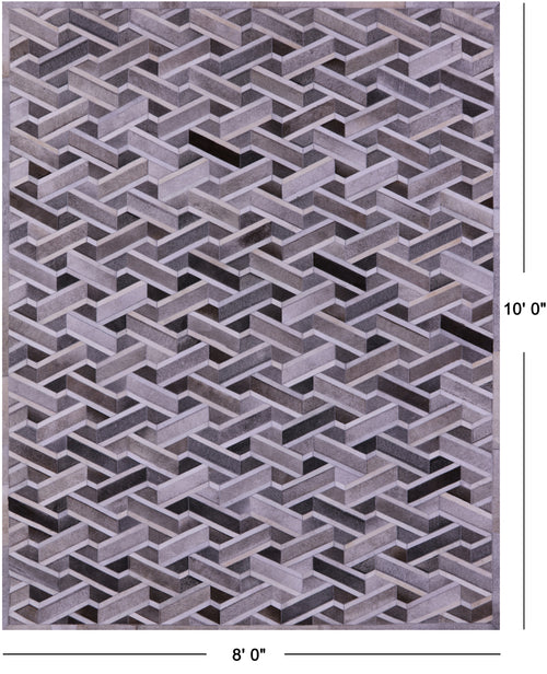 Grey Patchwork Natural Cowhide Rug - 8' 0