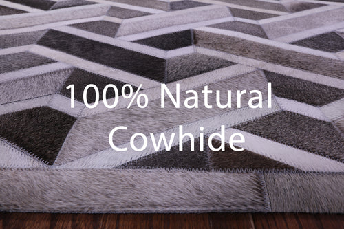 Grey Patchwork Natural Cowhide Rug - 8' 0