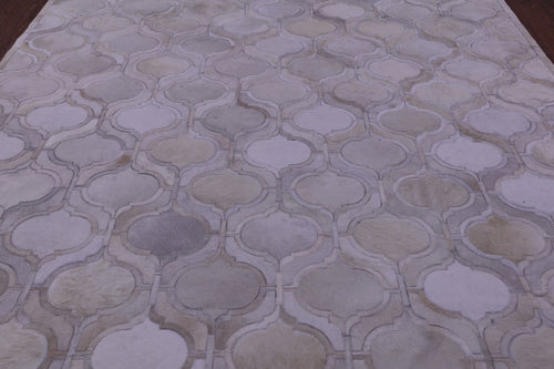 Ivory Patchwork Natural Cowhide Rug - 8' 0