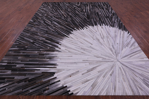 Brown & White Patchwork Natural Cowhide Rug - 9' 0