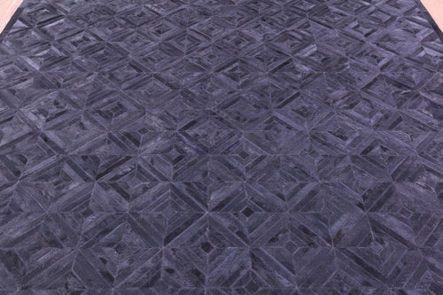 Black Patchwork Natural Cowhide Rug - 8' 0