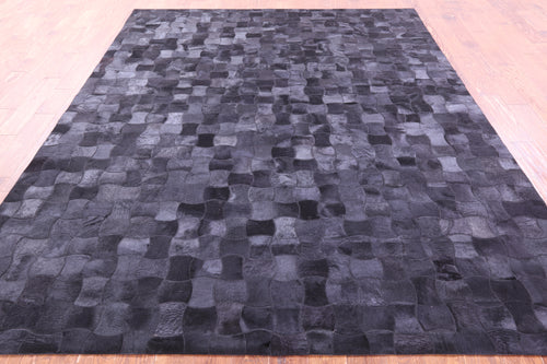 Black Patchwork Natural Cowhide Rug - 8' 0