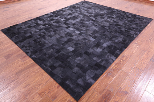 Black Patchwork Natural Cowhide Rug - 8' 0