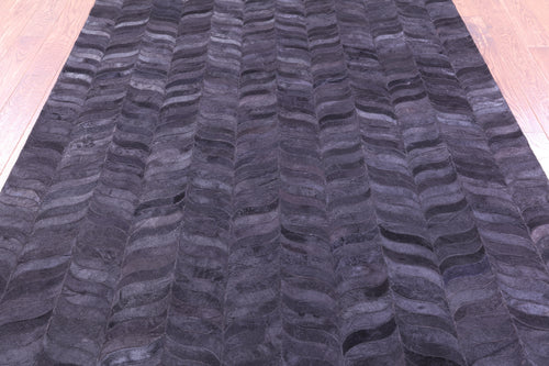 Black Patchwork Natural Cowhide Rug - 6' 0