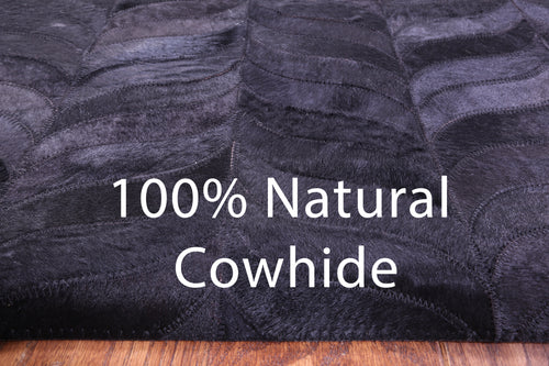 Black Patchwork Natural Cowhide Rug - 6' 0